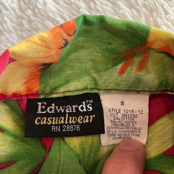 Hawaiian Tropical Floral Shirt Small Edwards casual wear - Picture 2 of 6